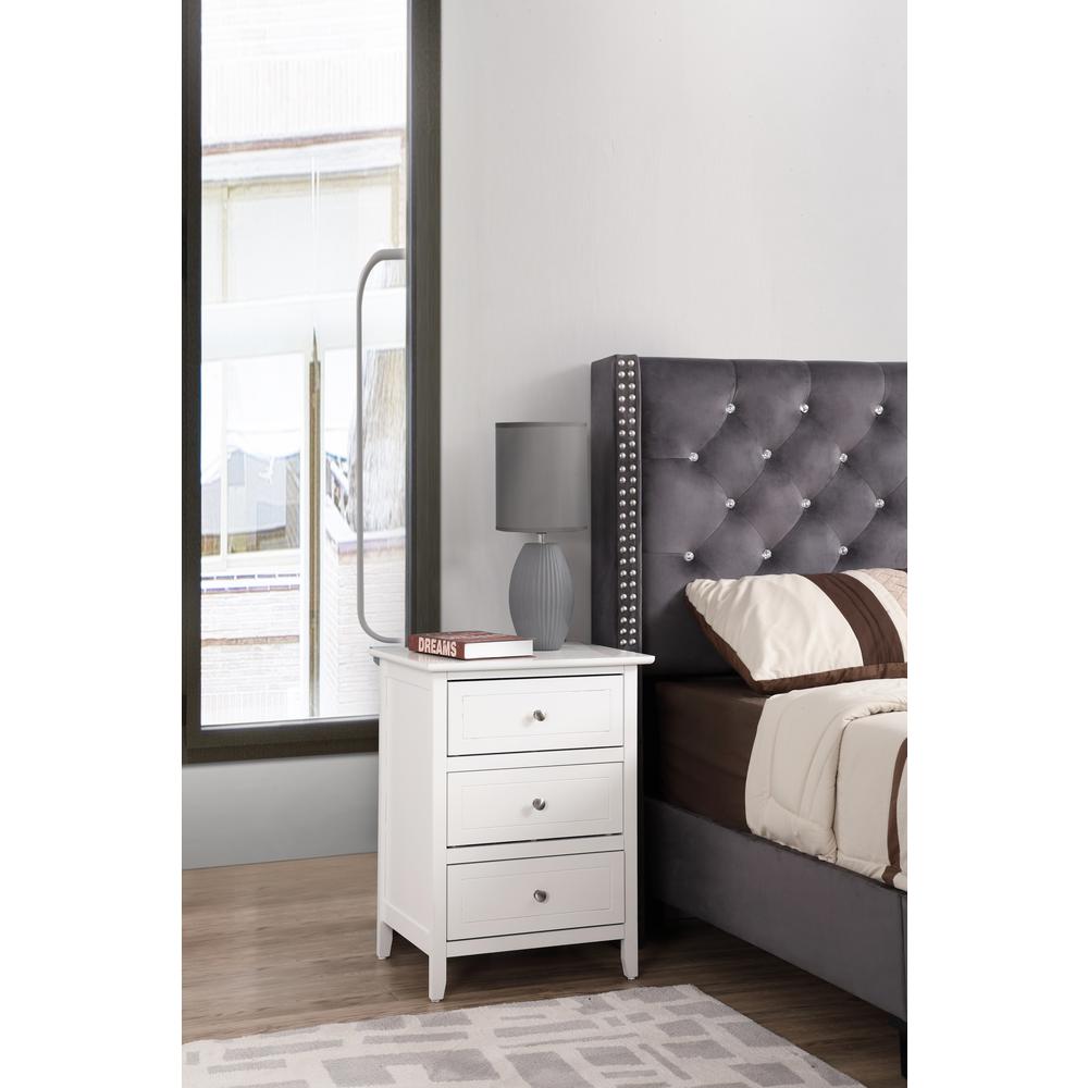 Daniel 3-Drawer White Nightstand (25 in. H x 15 in. W x 19 in. D). Picture 6