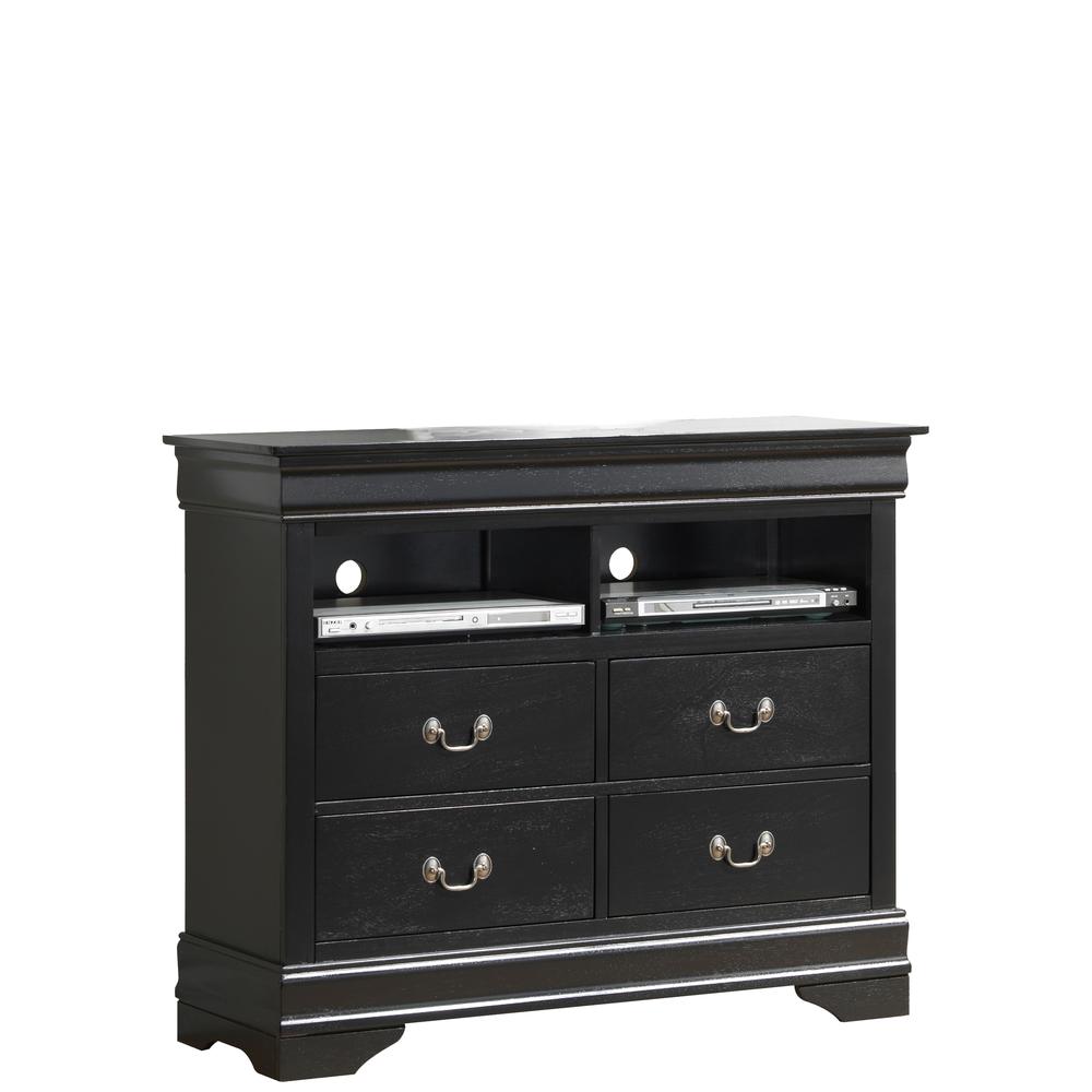 Louis Phillipe Black 4 Drawer Chest of Drawers (42 in L. X 18 in W. X 35 in H.). Picture 1