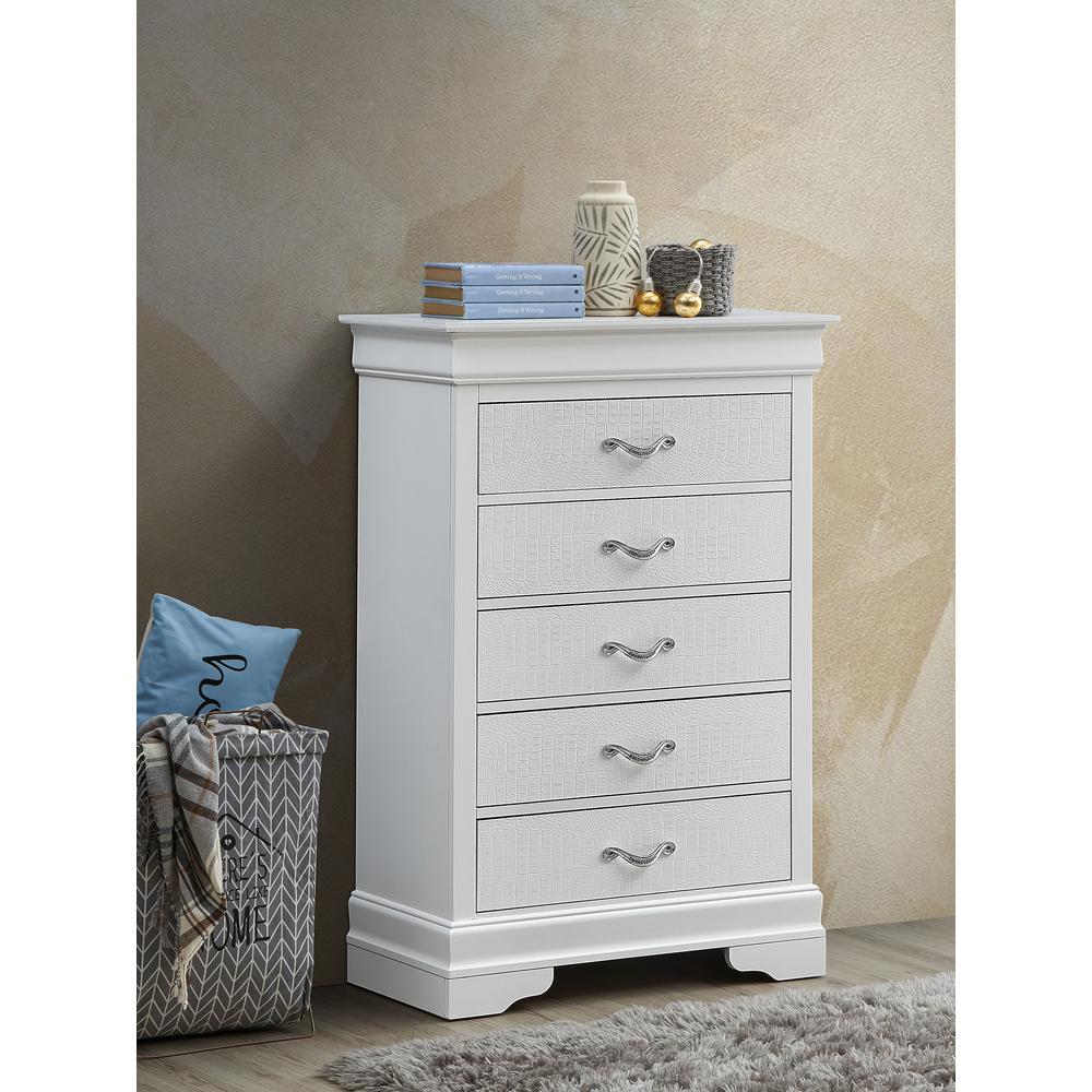 Lorana Silver Champagne 5-Drawer Chest of Drawers (31 in. L X 16 in. W X 48 in. H), PF-G6590-CH. Picture 7