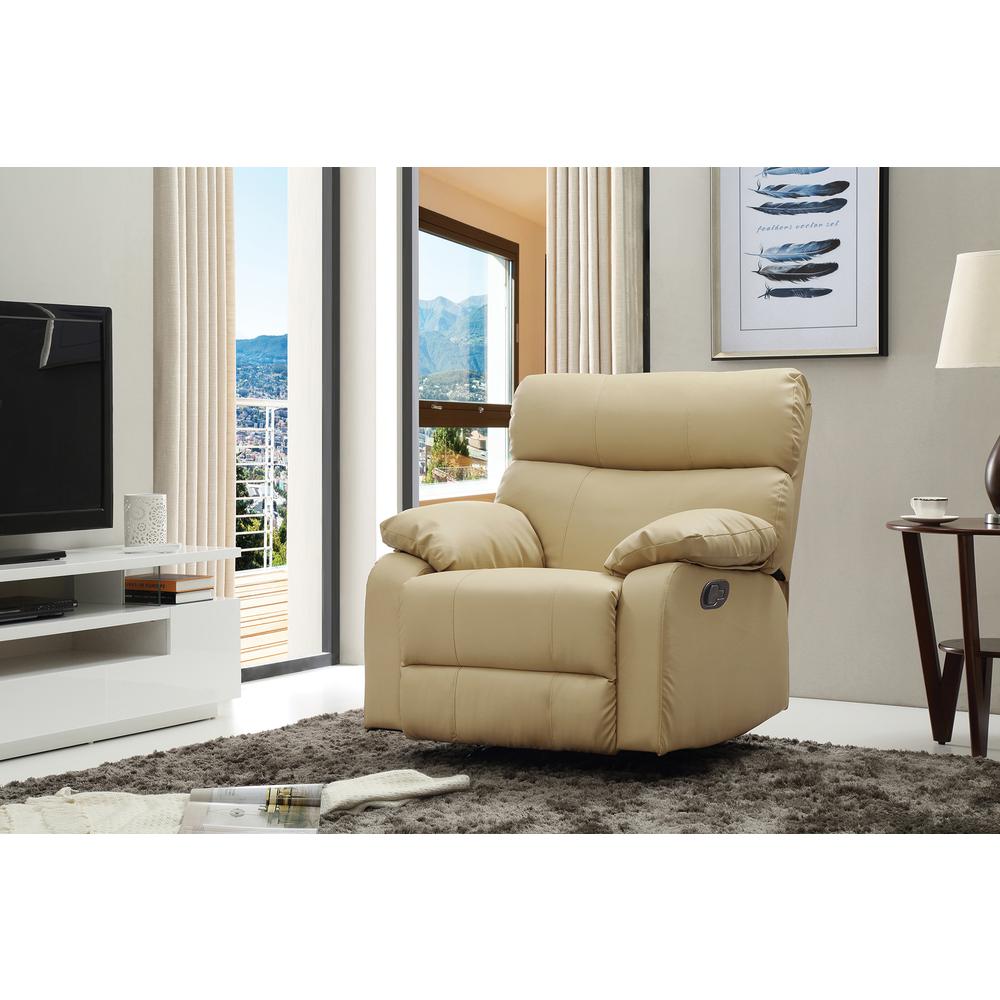 Manny Beige Faux Leather Upholstery Reclining Chair. Picture 5