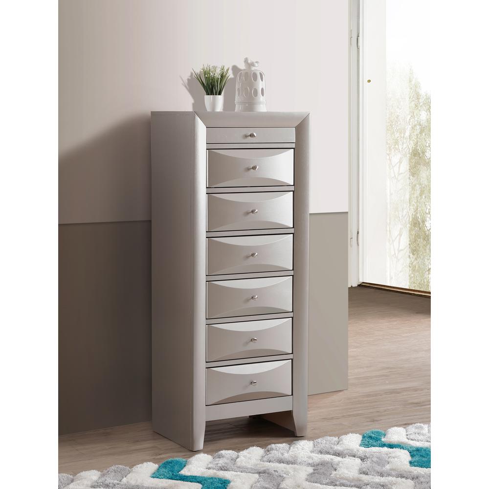 Marilla Silver Champagne 7-Drawer Chest of Drawers (23 in. L X 17 in. W X 58 in. H). Picture 7