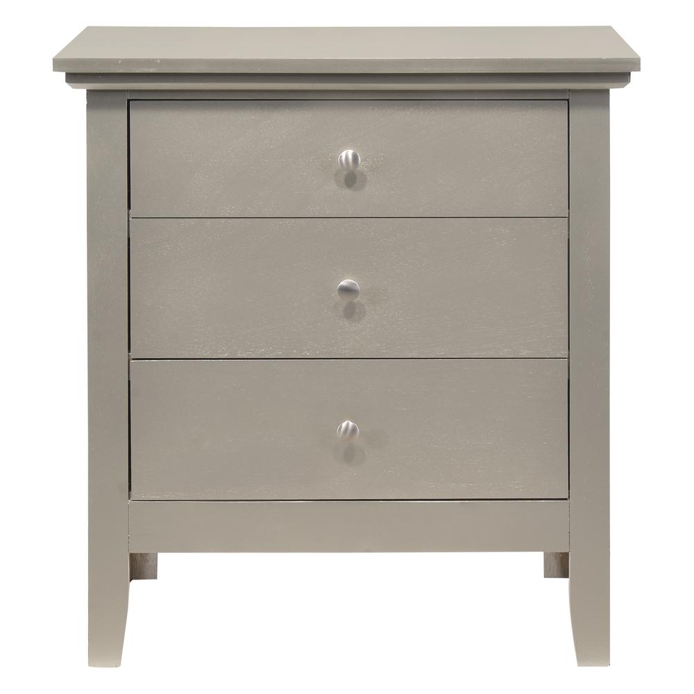 Hammond 3-Drawer Silver Champagne Nightstand (26 in. H x 18 in. W x 24 in. D). Picture 1