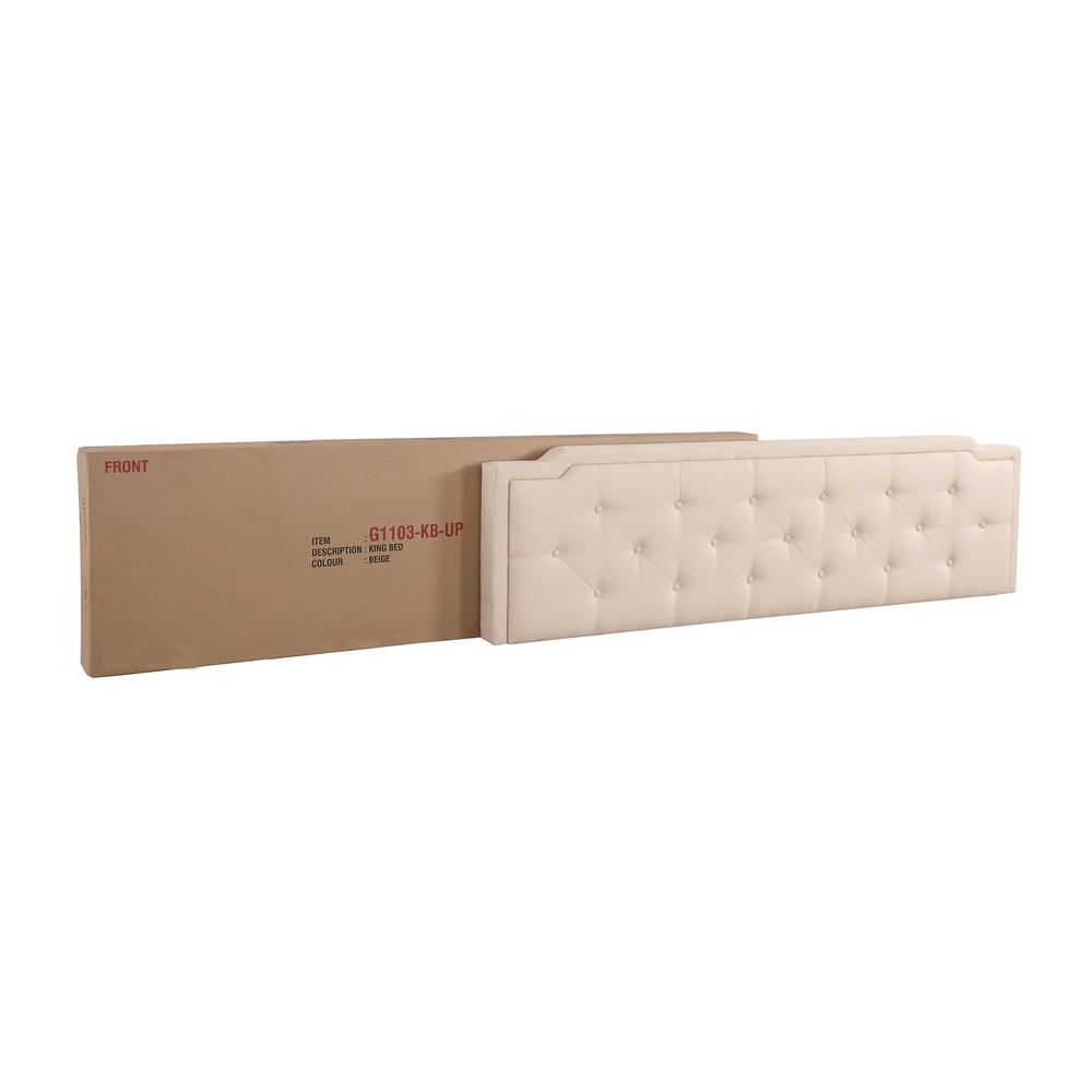 Deb Beige Tufted King Panel Bed. Picture 5
