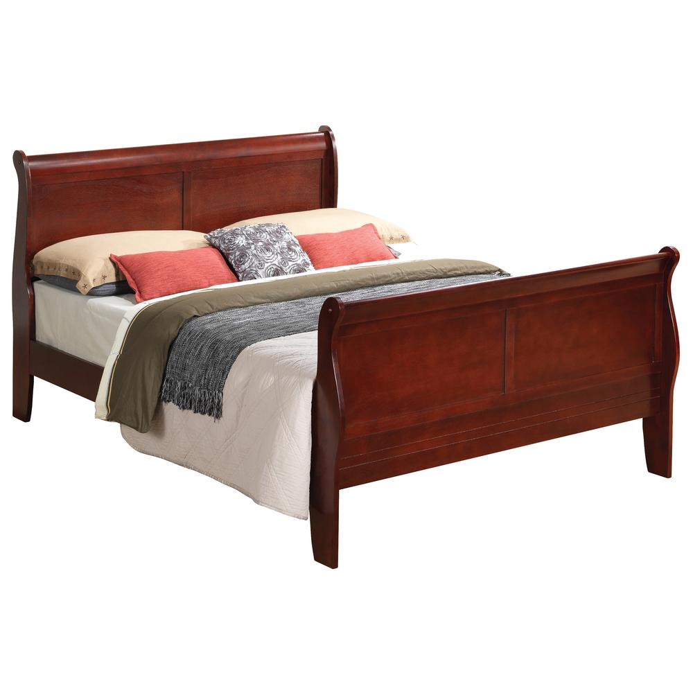 Louis Philippe Cherry Full Sleigh Bed with High Footboard. Picture 2