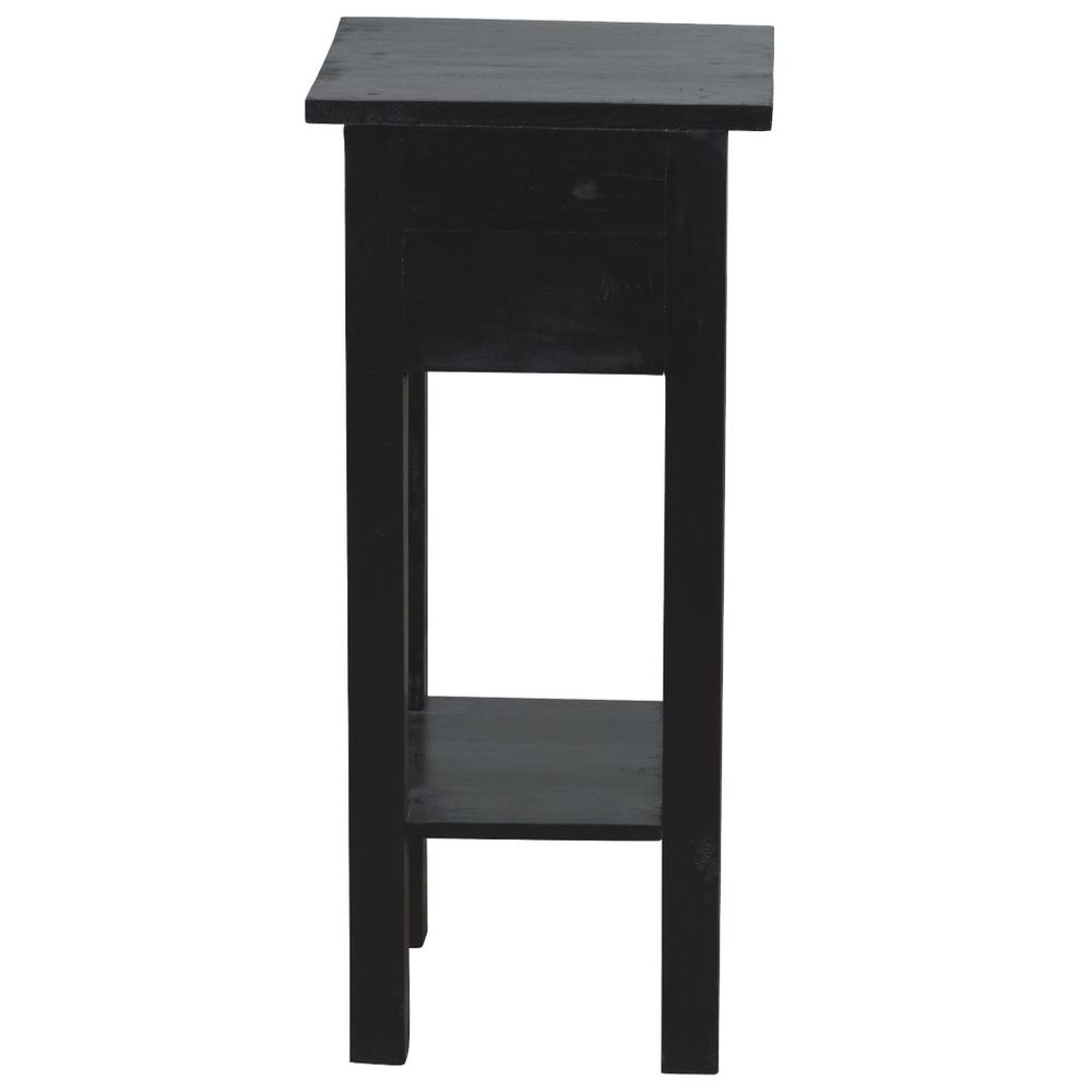 Shabby Chic Cottage 11.8 in. Antique Black Square Solid Wood End Table with 1 Drawer. Picture 3