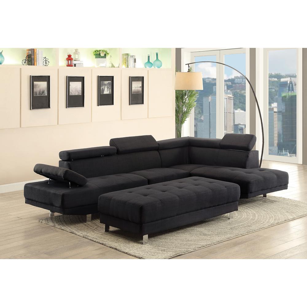 Riveredge 109 in. W 2-piece Polyester Twill L Shape Sectional Sofa in Black. Picture 5
