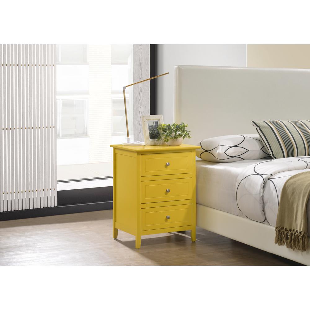 Daniel 3-Drawer Yellow Nightstand (25 in. H x 15 in. W x 19 in. D). Picture 5