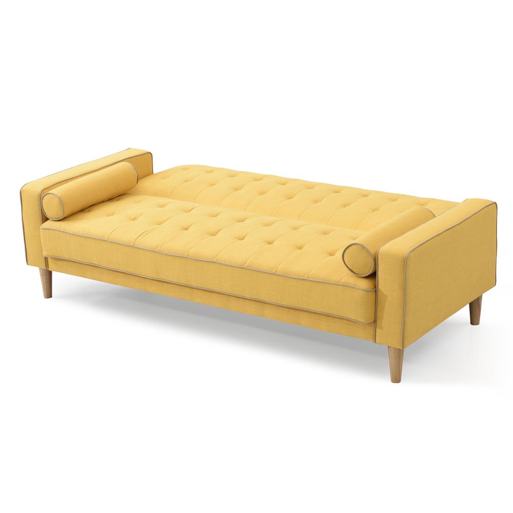 Andrews 85 in. W Flared Arm Polyester Straight Sofa in Yellow. Picture 3