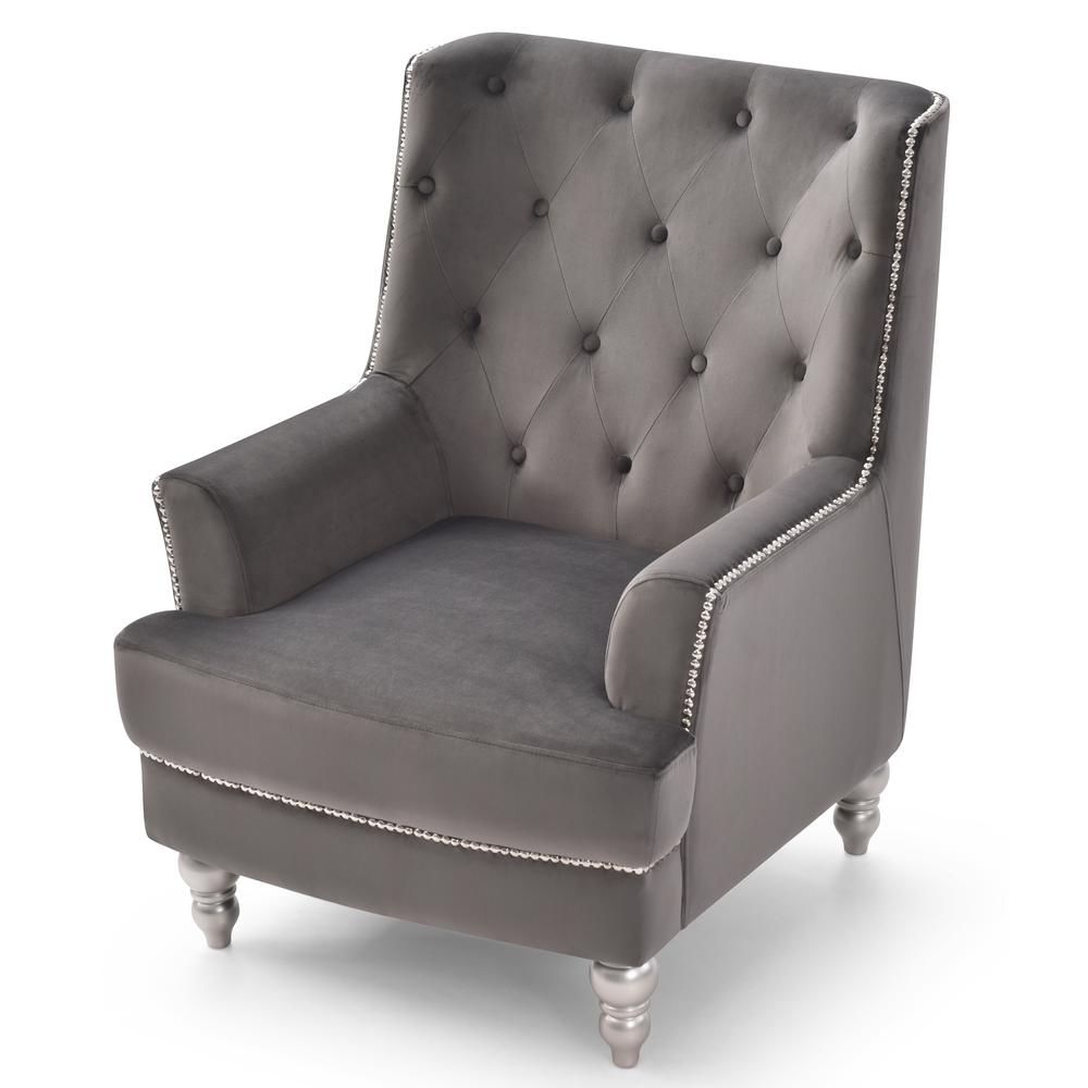 Pamona Dark Gray Upholstered Accent Chair. Picture 3