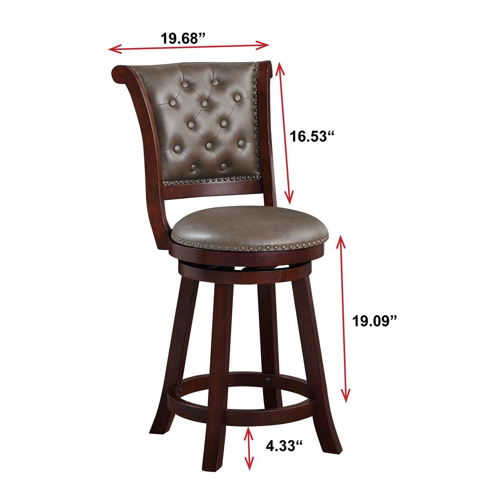SH Tufted 39.5 in. Mahogany High Back Wood 24 in. Bar Stool. Picture 6