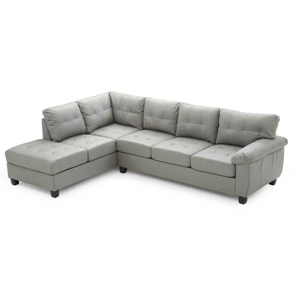 Gallant 111 in. W 2-piece Faux Leather L Shape Sectional Sofa in Gray. Picture 1