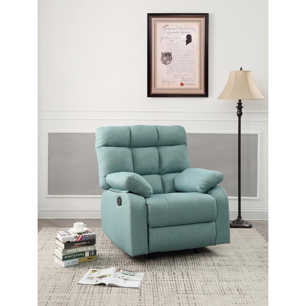 Cindy Teal Fabric Upholstery Reclining Chair. Picture 5