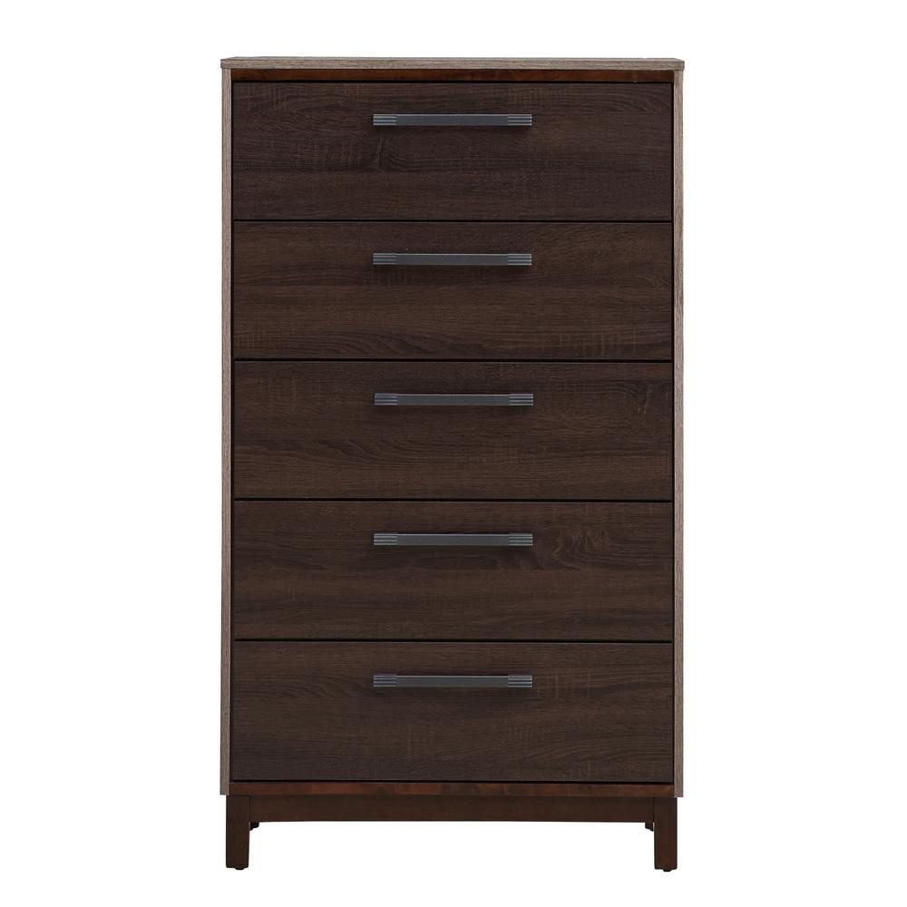 Magnolia Brown 5 Drawer Chest of Drawers (30.2 in L. X 15.5 in W. X 52.5 in H.). Picture 2