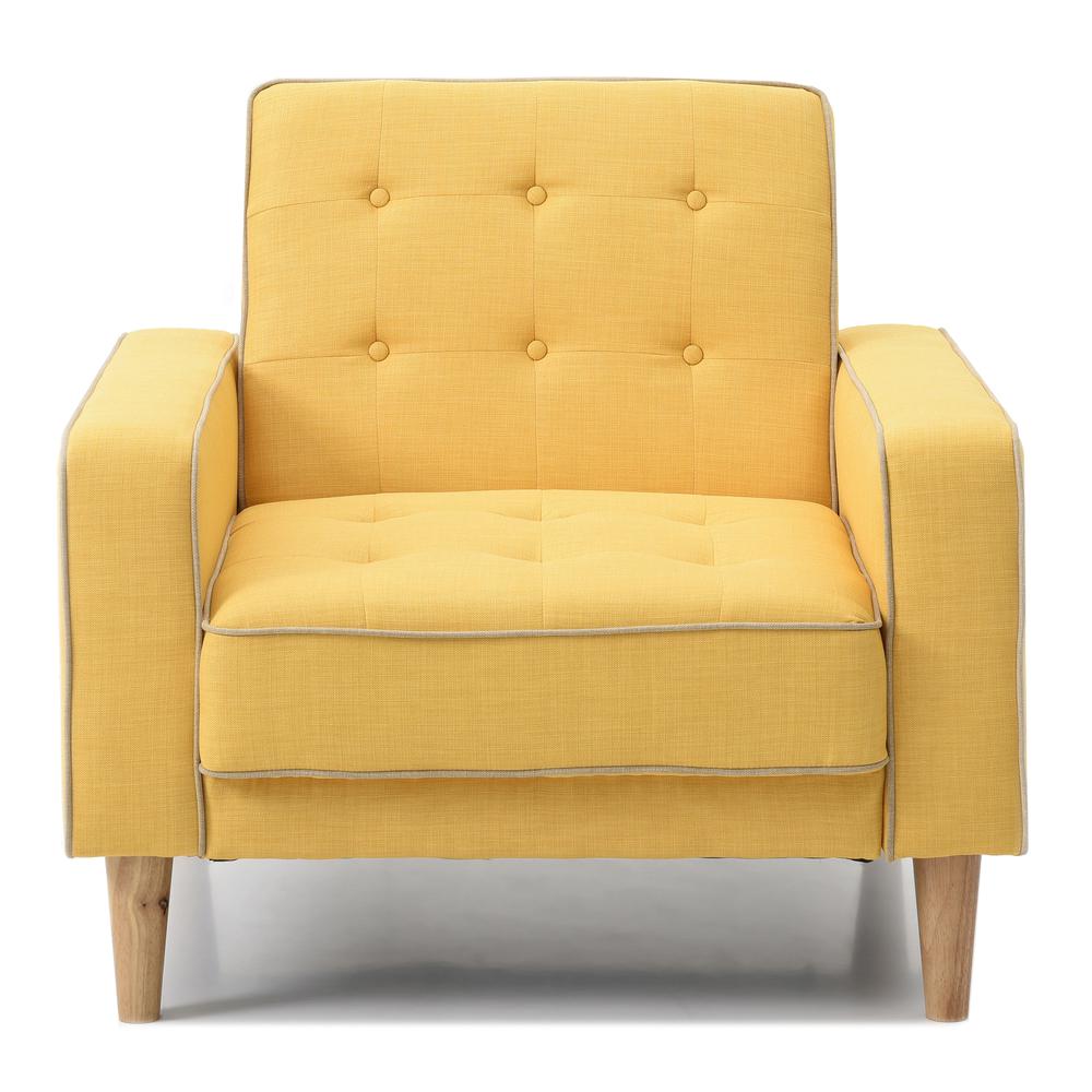 Andrews Yellow Tufted Accent Chair. Picture 1