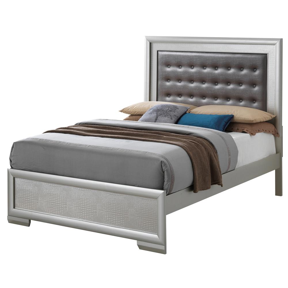 Kat Silver Champagne King Panel Beds. Picture 1