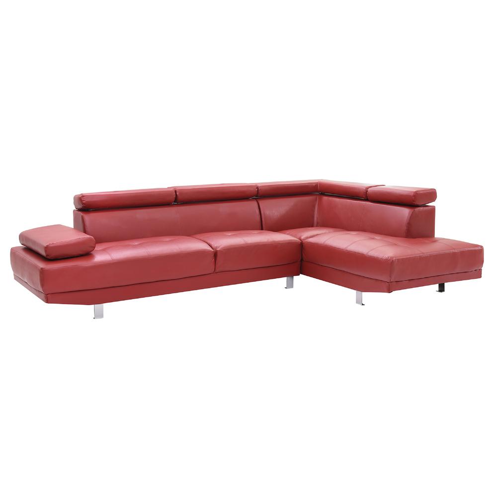 Riveredge 109 in. W 2-piece Faux Leather L Shape Sectional Sofa in Red. Picture 1
