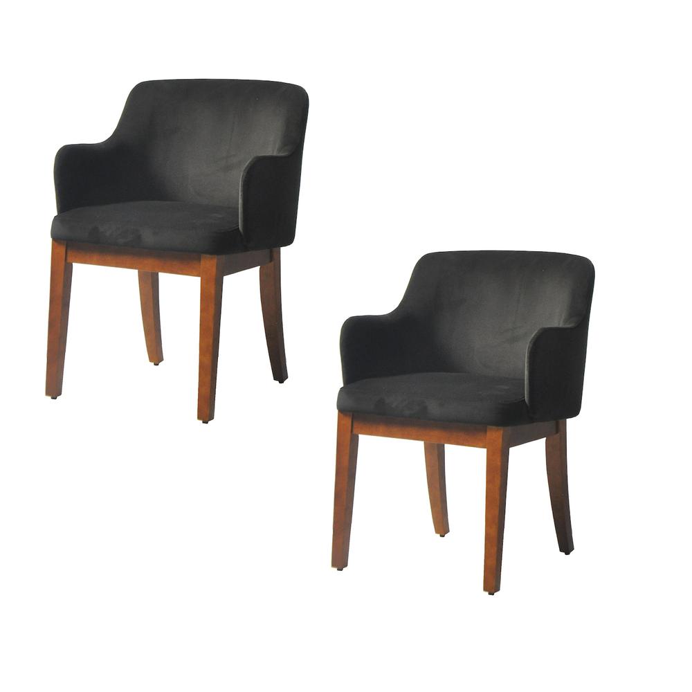 Nuts Harmony Black Upholstery Dining Chair with Conic Legs (Set of 2). Picture 2