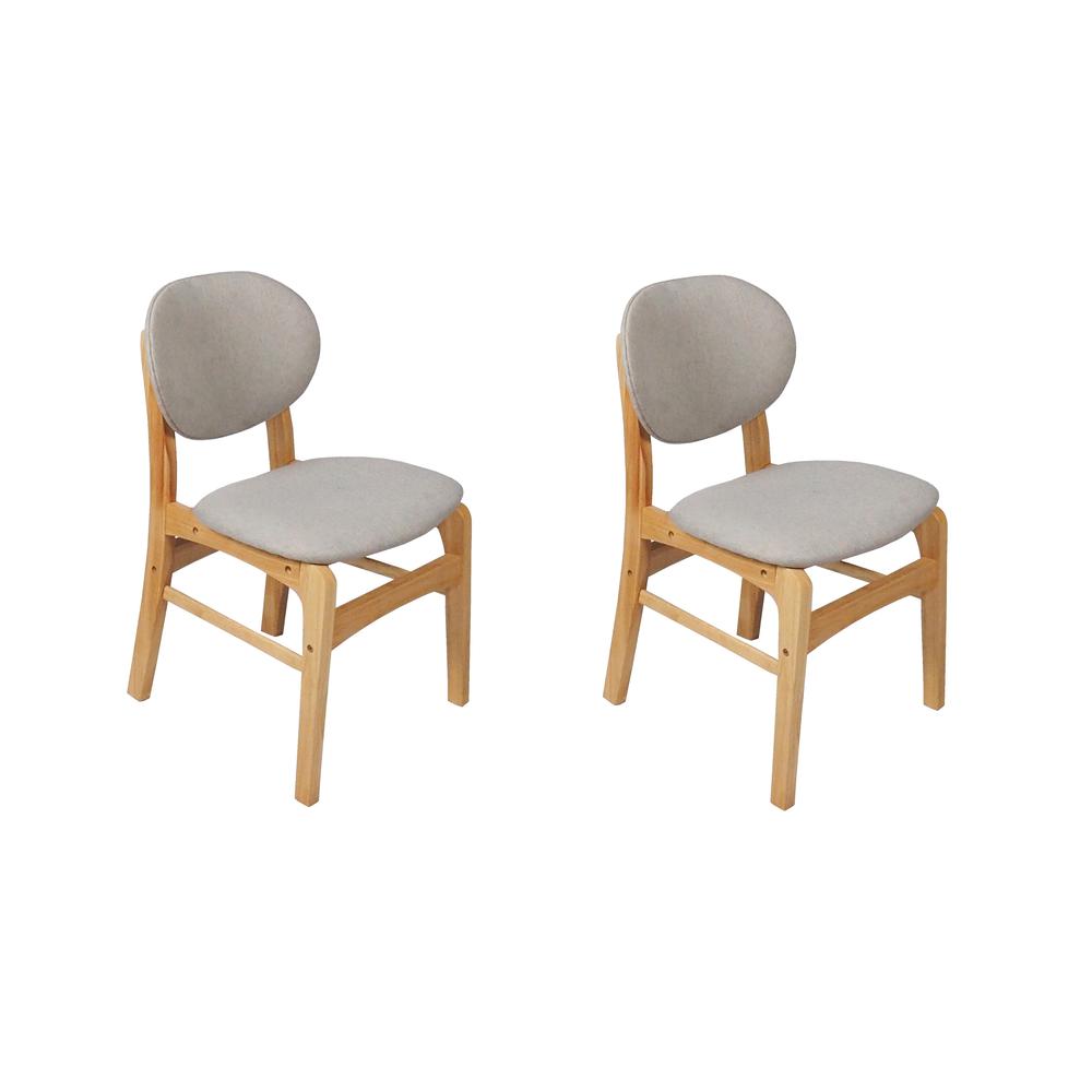 Lily Light Grey Rubber Wood Fabric Dining Chair with Natural Leg (Set of 2). Picture 2