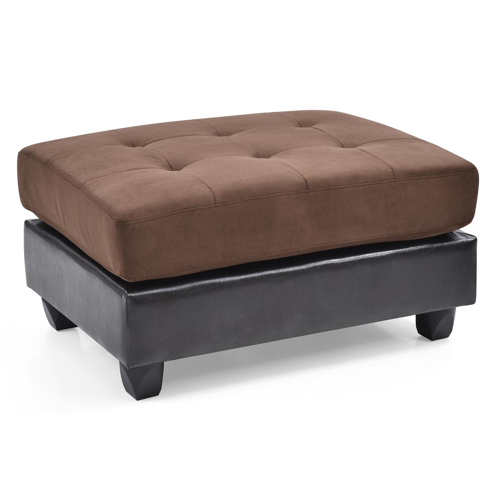 Pounder Chocolate Faux Leather Upholstered Ottoman. Picture 2