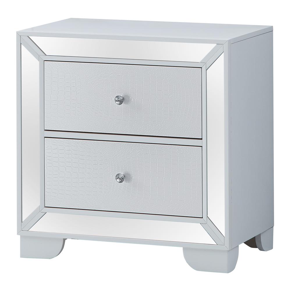 Hollywood Hills 2-Drawer White Nightstand (28 in. H x 17 in. W x 28 in. D). Picture 2