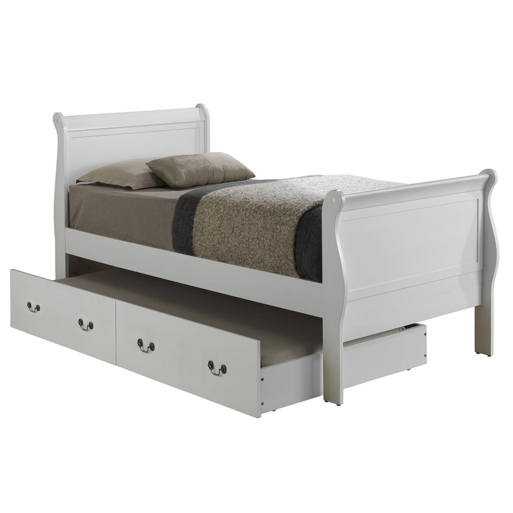 Louis Philippe White Twin Trundle Bed with Trundle. Picture 2