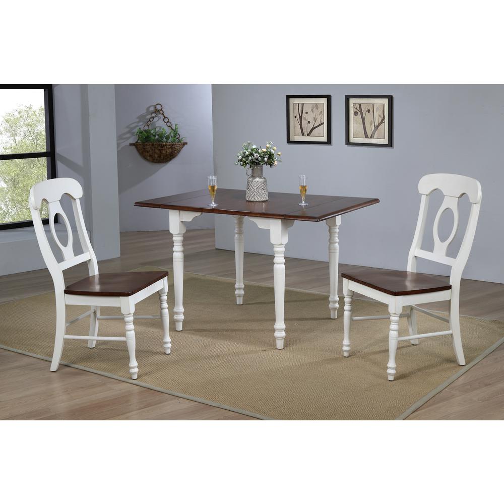3-Piece Wood Top White and Chestnut Brown Dining Set with Table and Napoleon Chairs. Picture 8