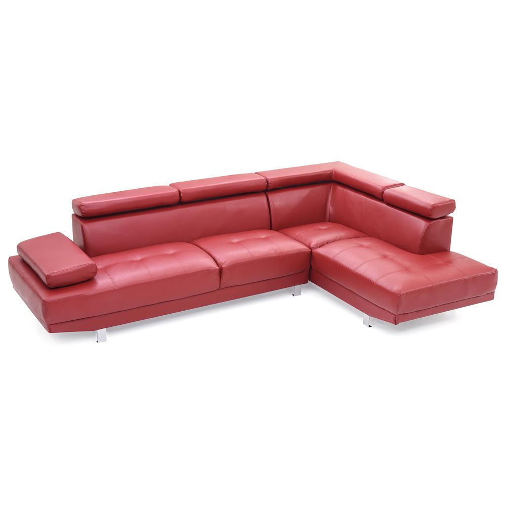 Riveredge 109 in. W 2-piece Faux Leather L Shape Sectional Sofa in Red. Picture 2