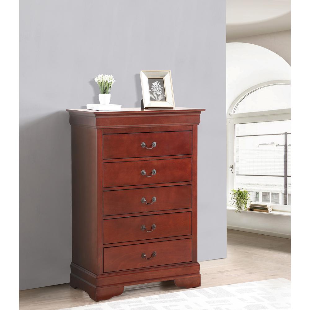 Louis Phillipe Cherry 5 Drawer Chest of Drawers (33 in L. X 18 in W. X 48 in H.). Picture 7