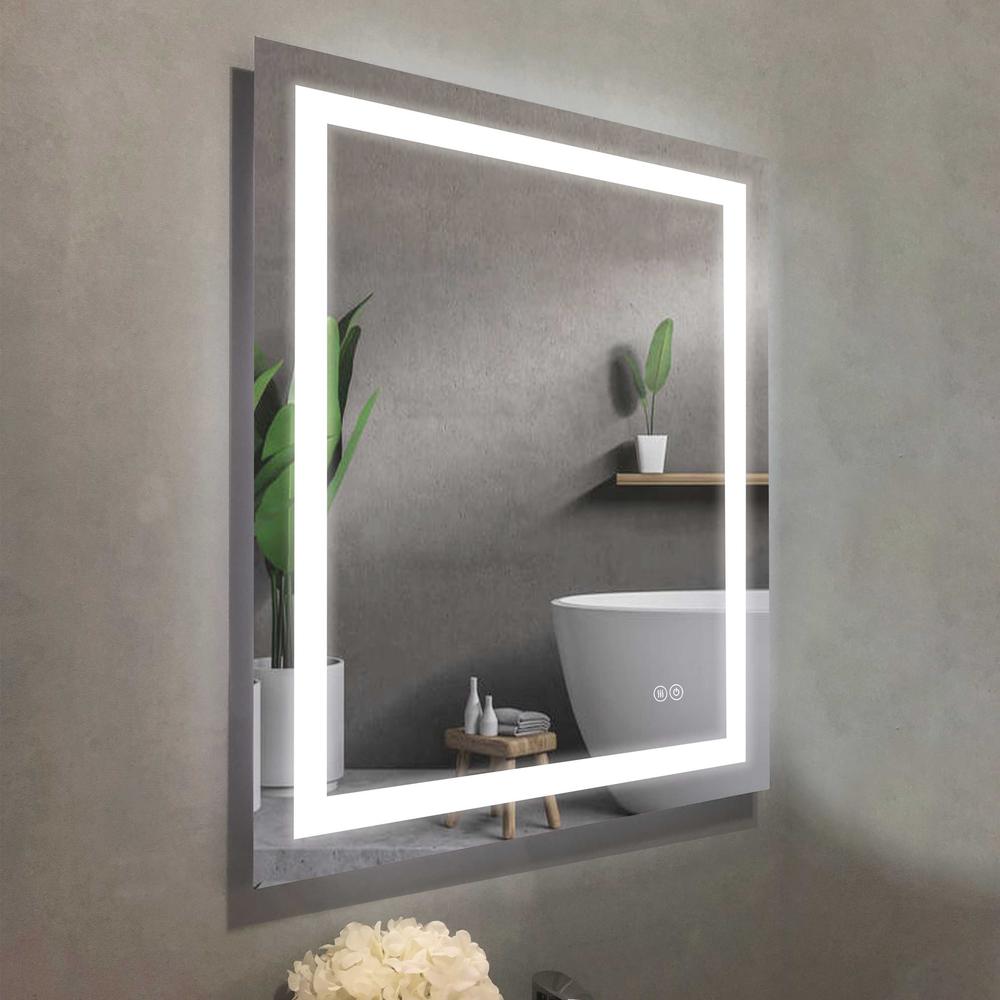 48 in. W x 36 in. H Rectangular Frameless Anti-Fog Wall Bathroom LED Vanity Mirror (in Silver). Picture 8