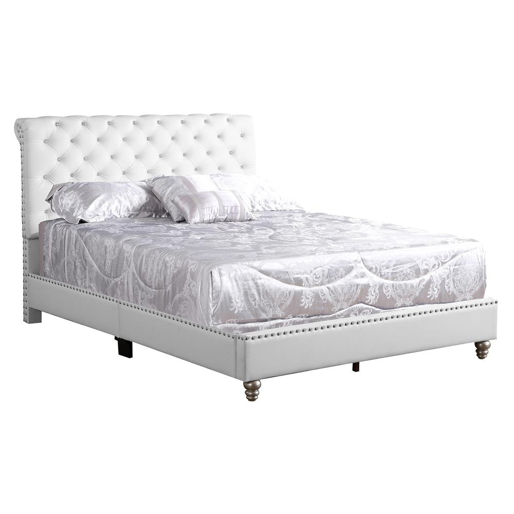Maxx White Tufted Upholstered King Panel Bed. Picture 1