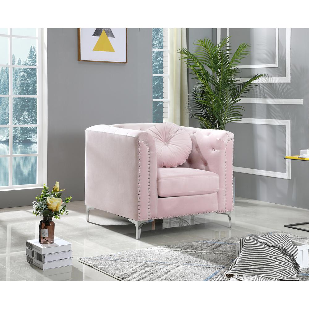 Pompano Pink Tufted Velvet Accent Chair. Picture 8
