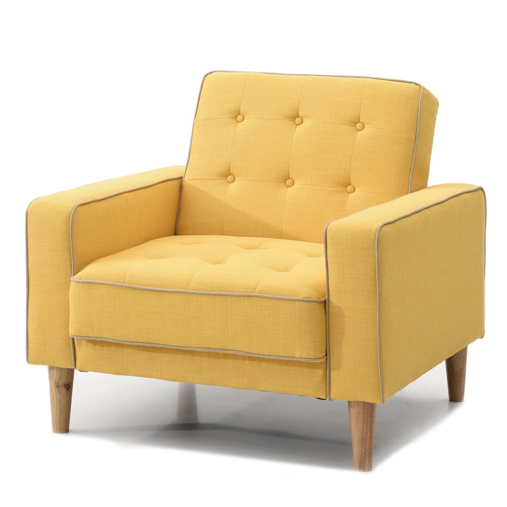 Andrews Yellow Tufted Accent Chair. Picture 2