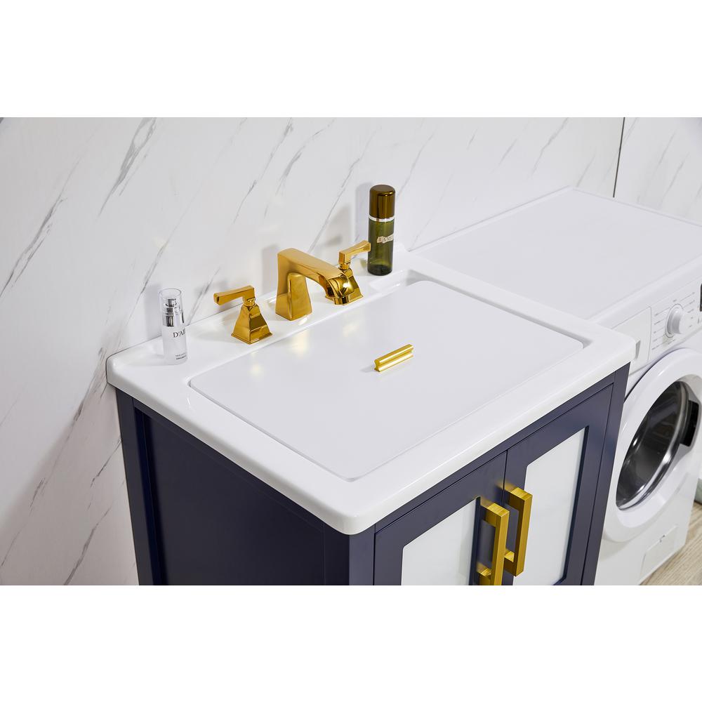 27 in. x 34 in. Dark Blue Engineered Wood Laundry Sink with a Basket Included. Picture 3