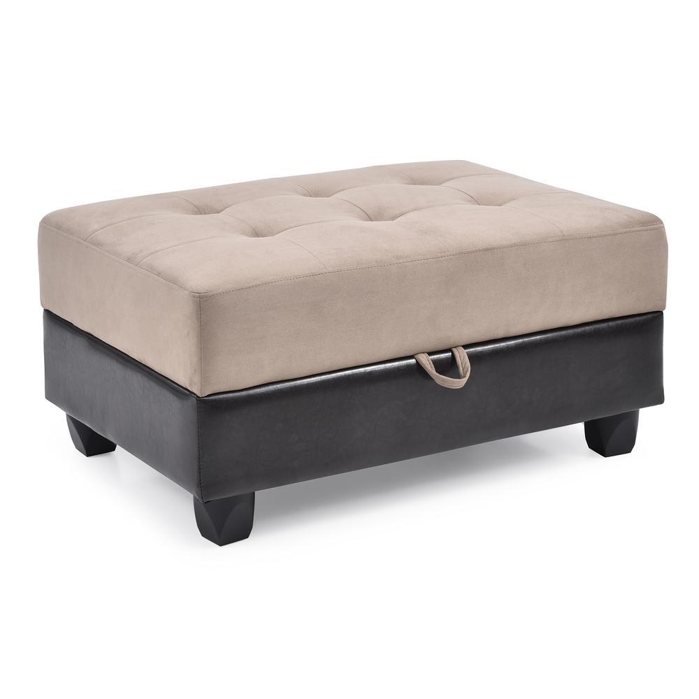Gallant Mocha and Black Microfiber Upholstered Storage Ottoman. Picture 2