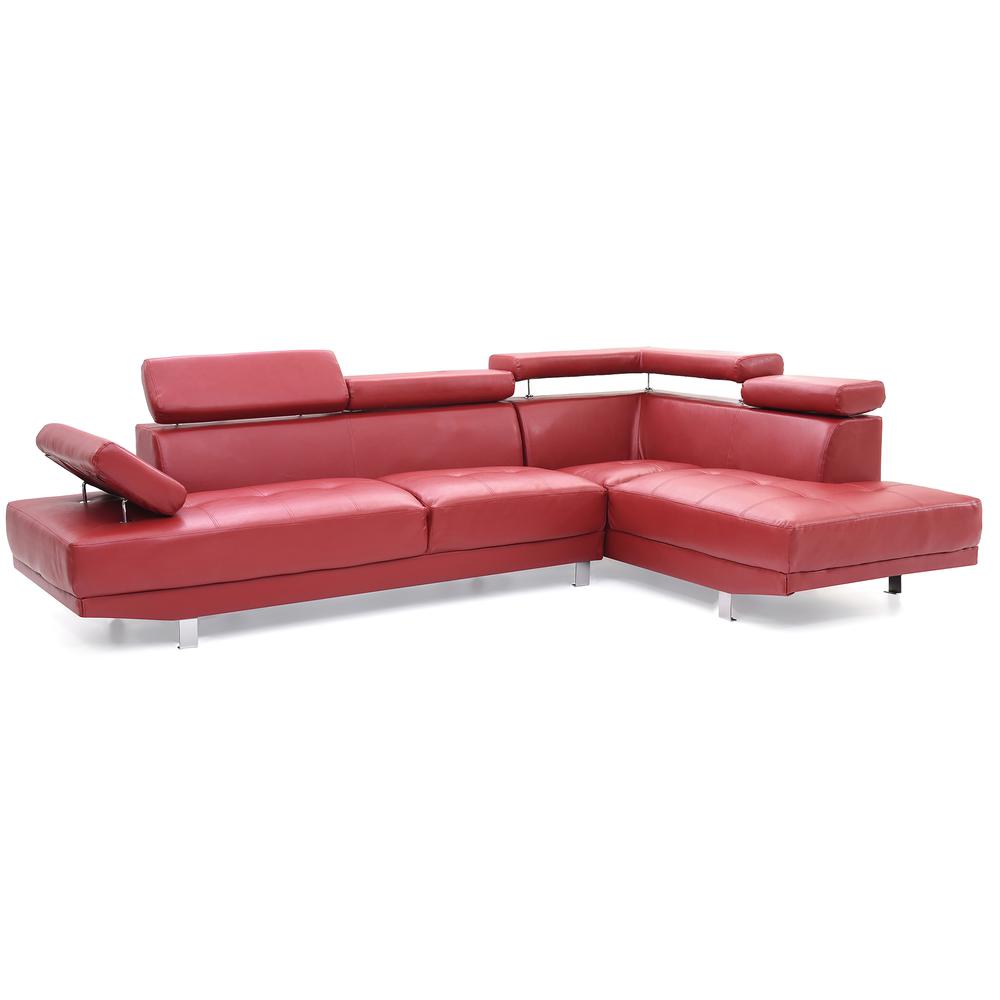 Riveredge 109 in. W 2-piece Faux Leather L Shape Sectional Sofa in Red. Picture 4