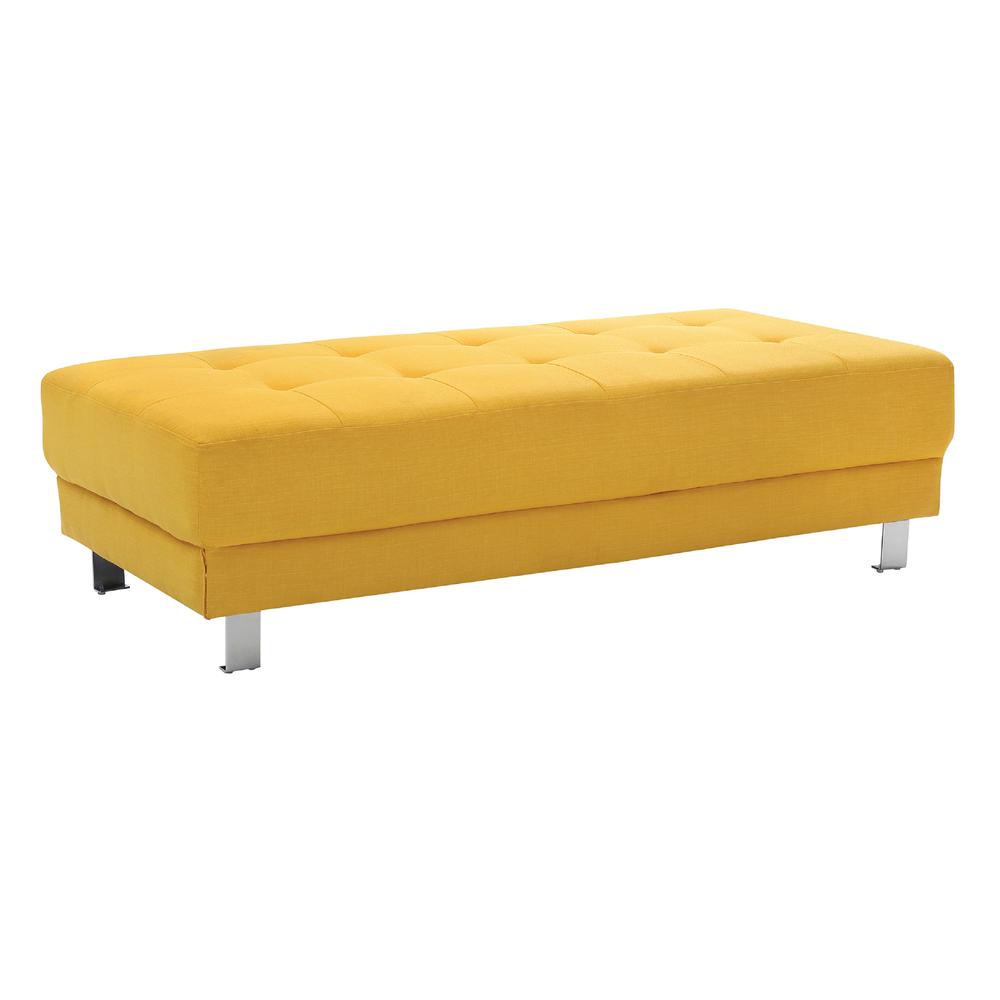 Riveredge Yellow Linen Upholstered Ottoman. Picture 2