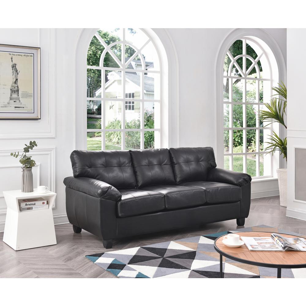 Gallant 78 in. W Flared Arm Faux Leather Straight Sofa in Black. Picture 5