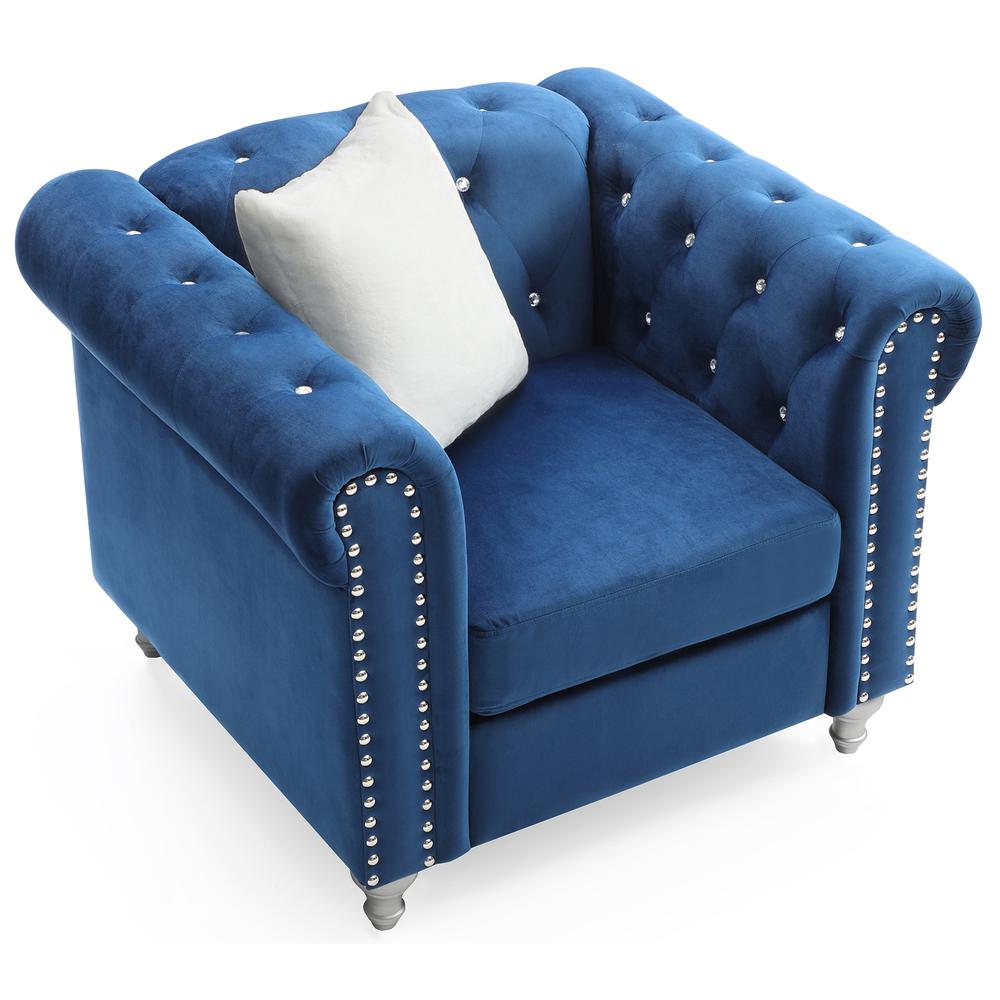 Raisa Navy Blue Accent Chair. Picture 3