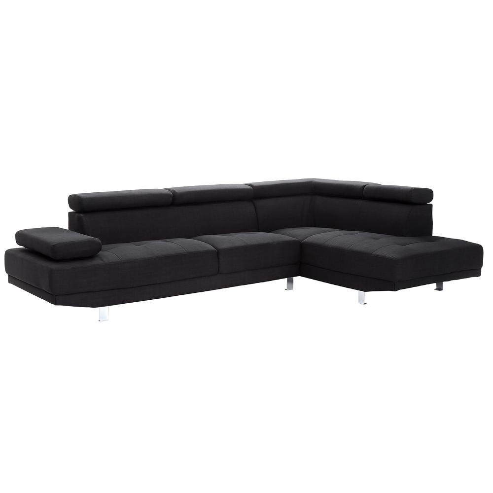 Riveredge 109 in. W 2-piece Polyester Twill L Shape Sectional Sofa in Black. Picture 1
