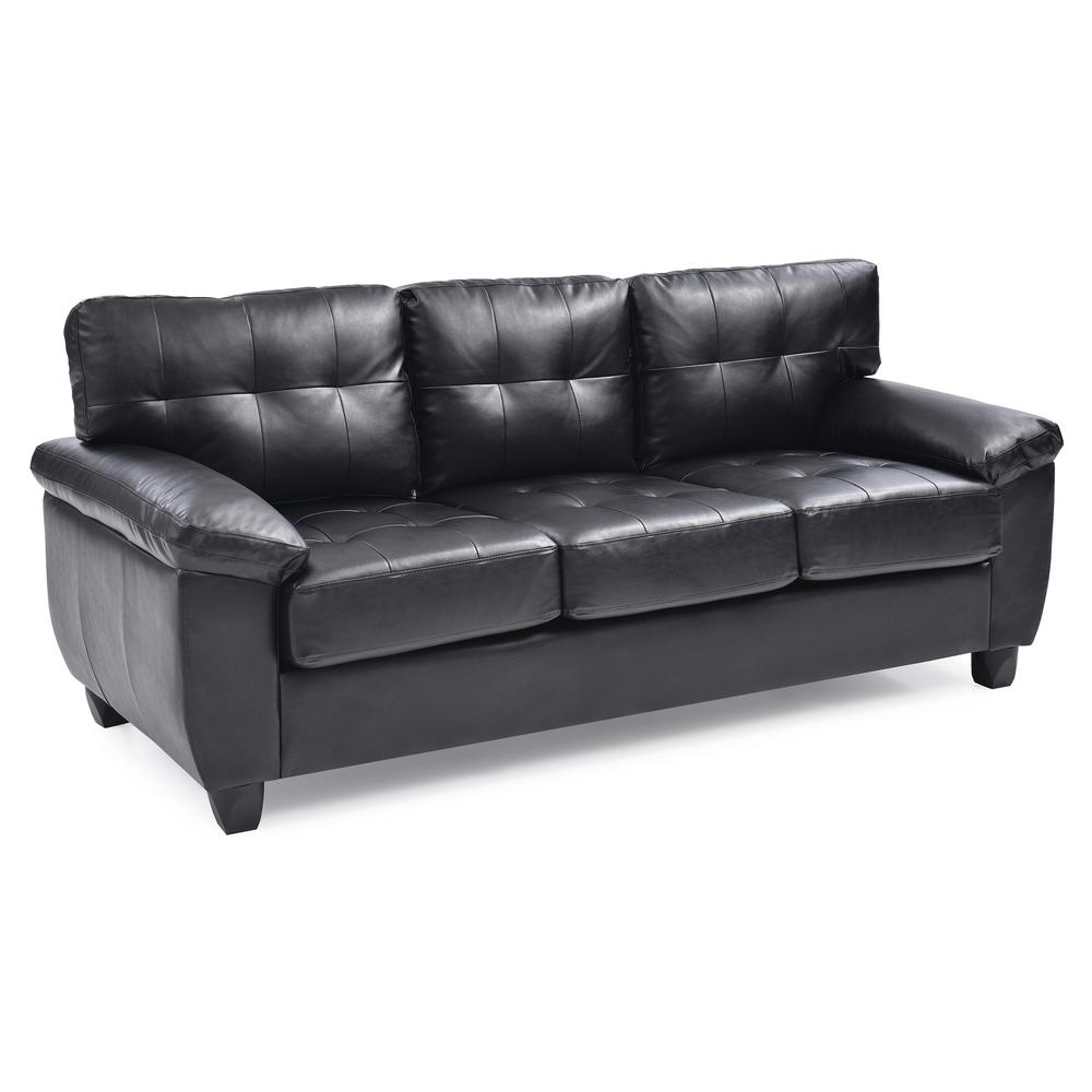 Gallant 78 in. W Flared Arm Faux Leather Straight Sofa in Black. Picture 2