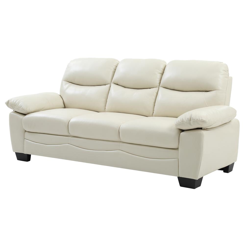 Marta 78 in. W Flared Arm Faux Leather Straight Sofa in Pearl. Picture 2