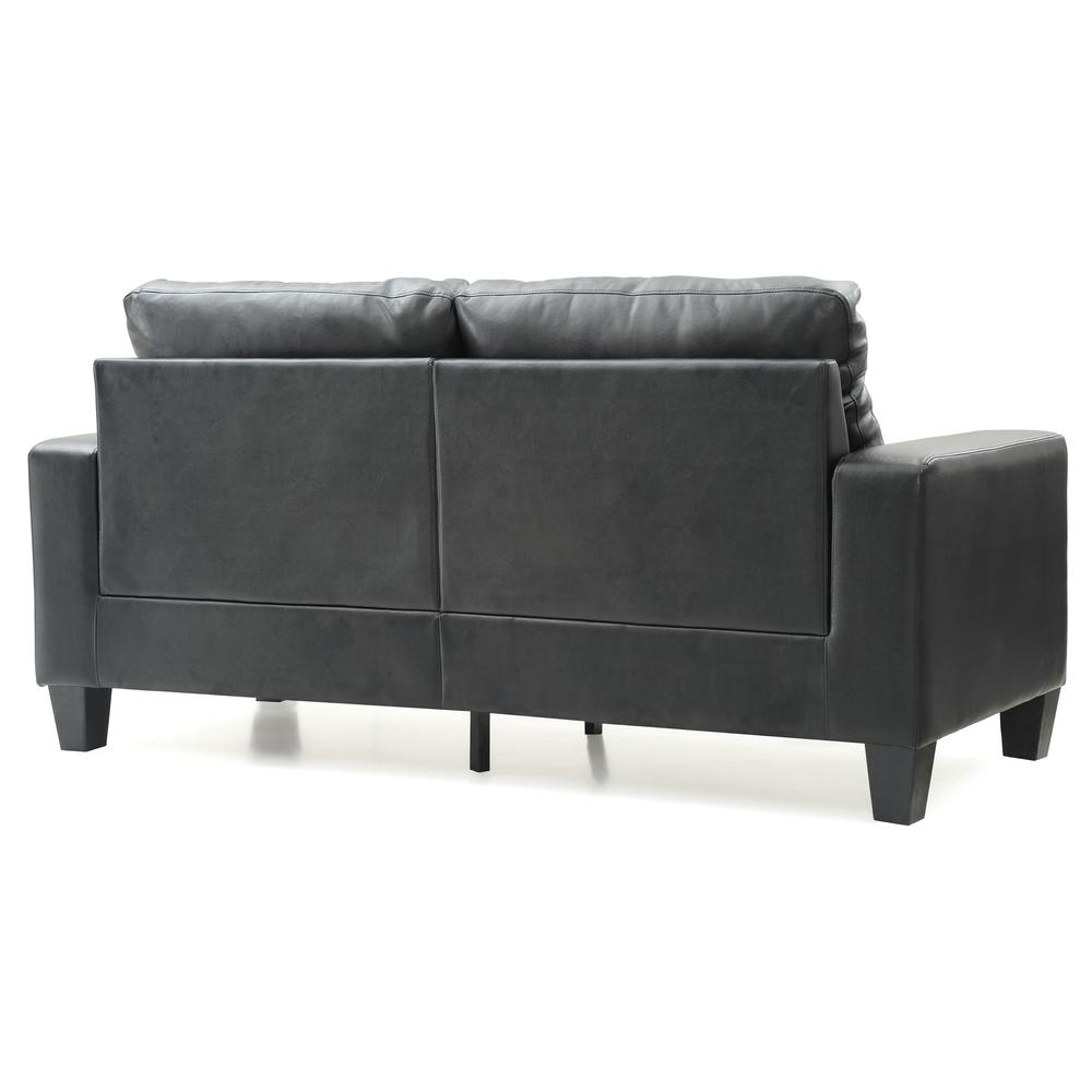 Newbury 71 in. W Flared Arm Faux Leather Straight Sofa in Black. Picture 4