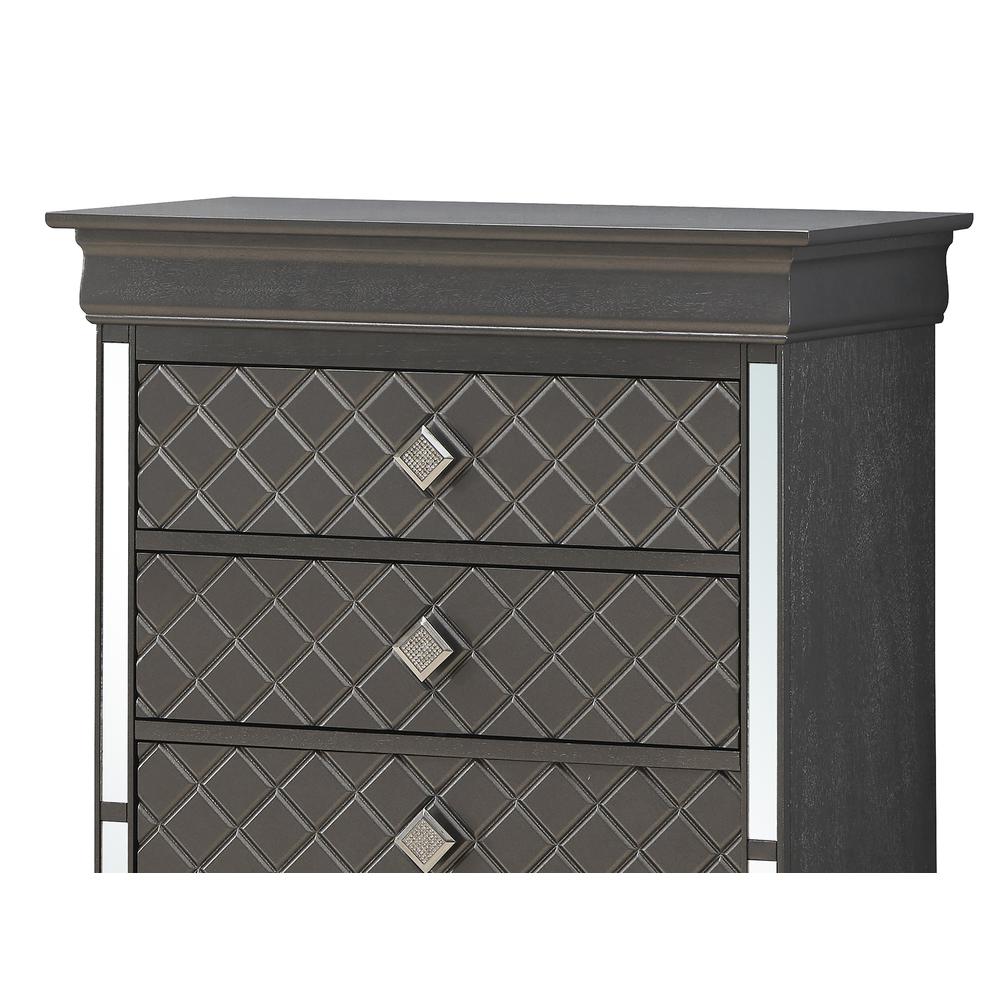 Verona Metalic Black 5-Drawer Chest of Drawers (31 in. L X 16 in. W X 48 in. H). Picture 6