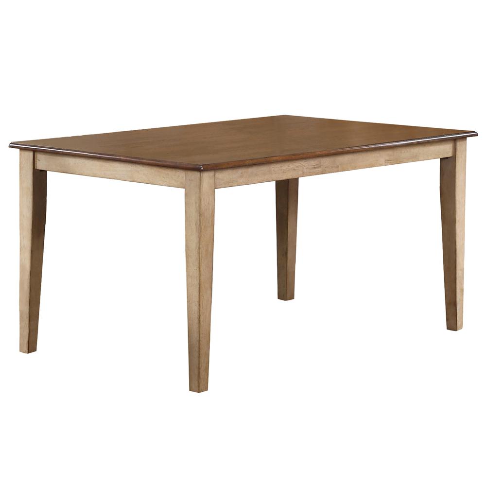 60 in. Rectangle Two Tone Light Creamy Wheat Wood Dining Table (Seats 7). Picture 2