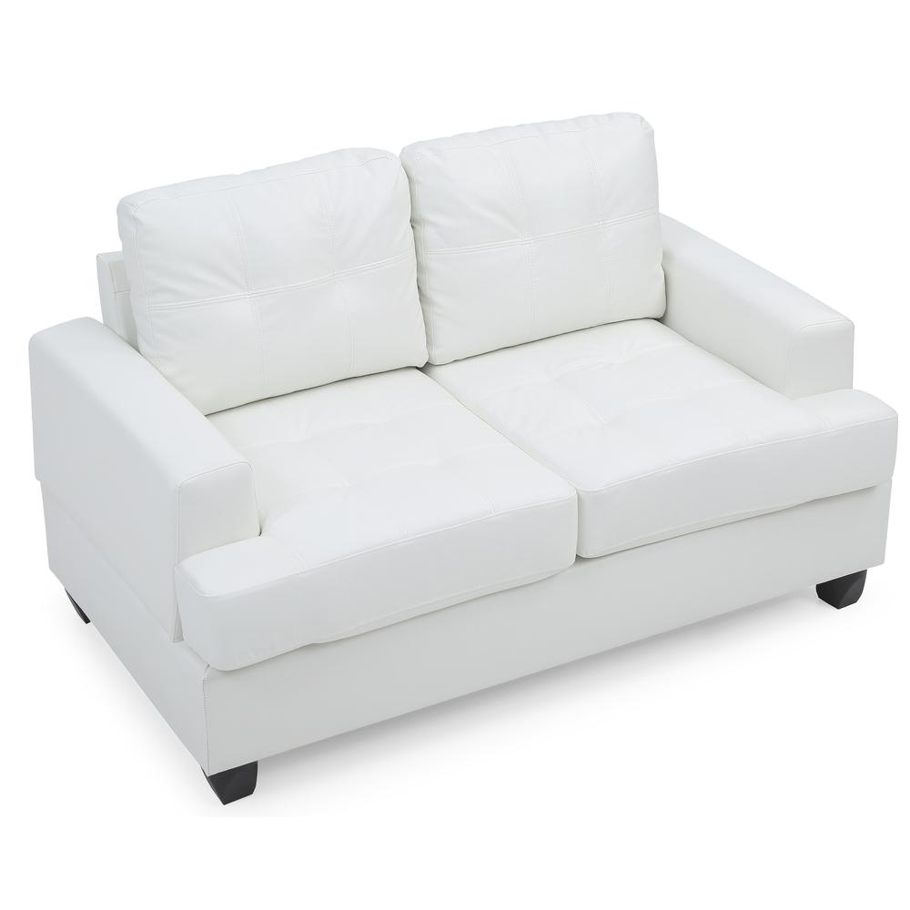 Sandridge 58 in. W Flared Arm Faux Leather Straight Sofa in White. Picture 3