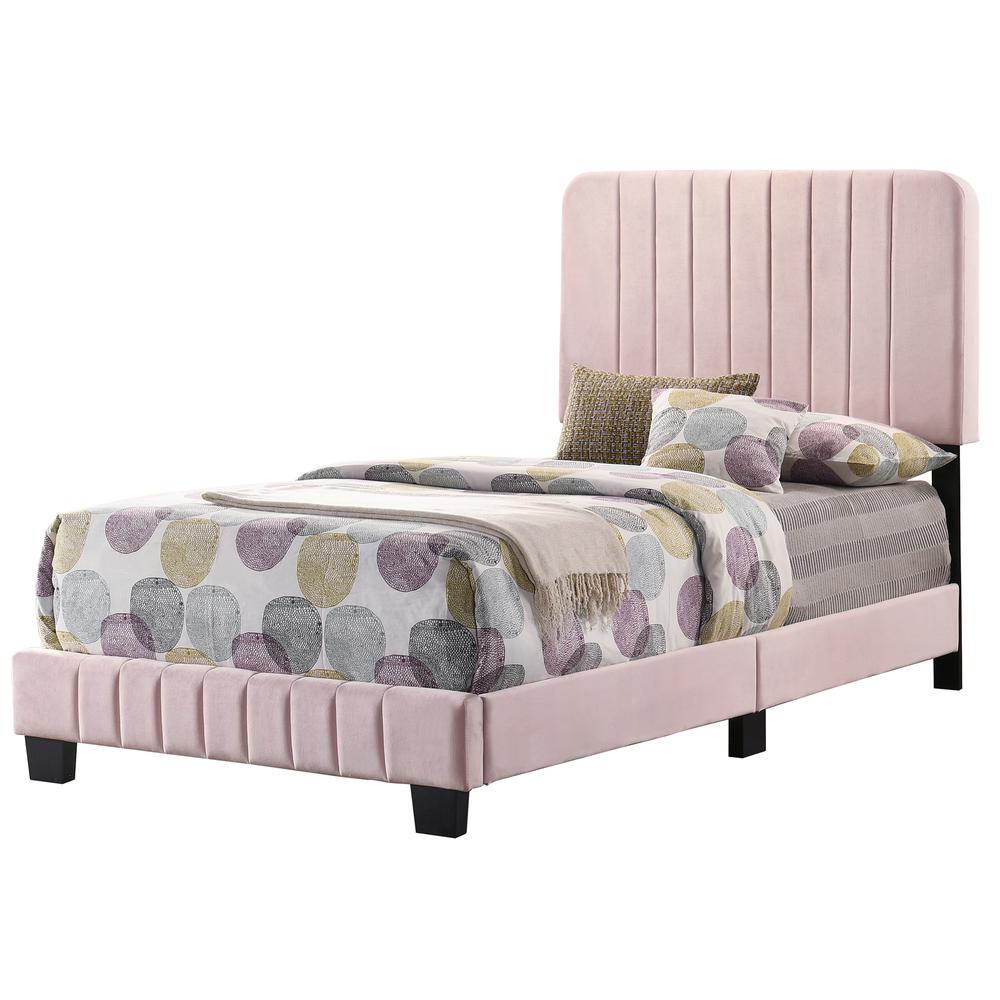 Lodi Pink Tufted Twin Panel Bed. Picture 1