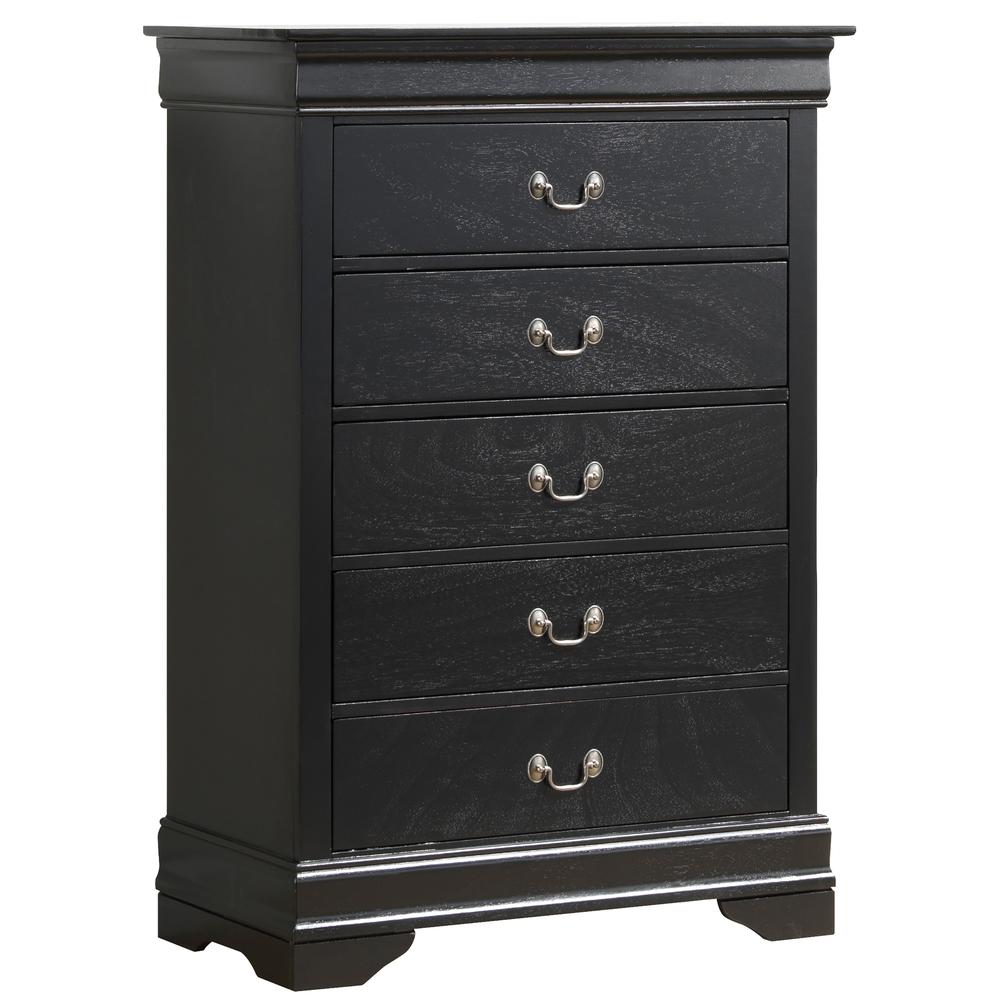 Louis Phillipe Black 5 Drawer Chest of Drawers (33 in L. X 18 in W. X 48 in H.). Picture 2