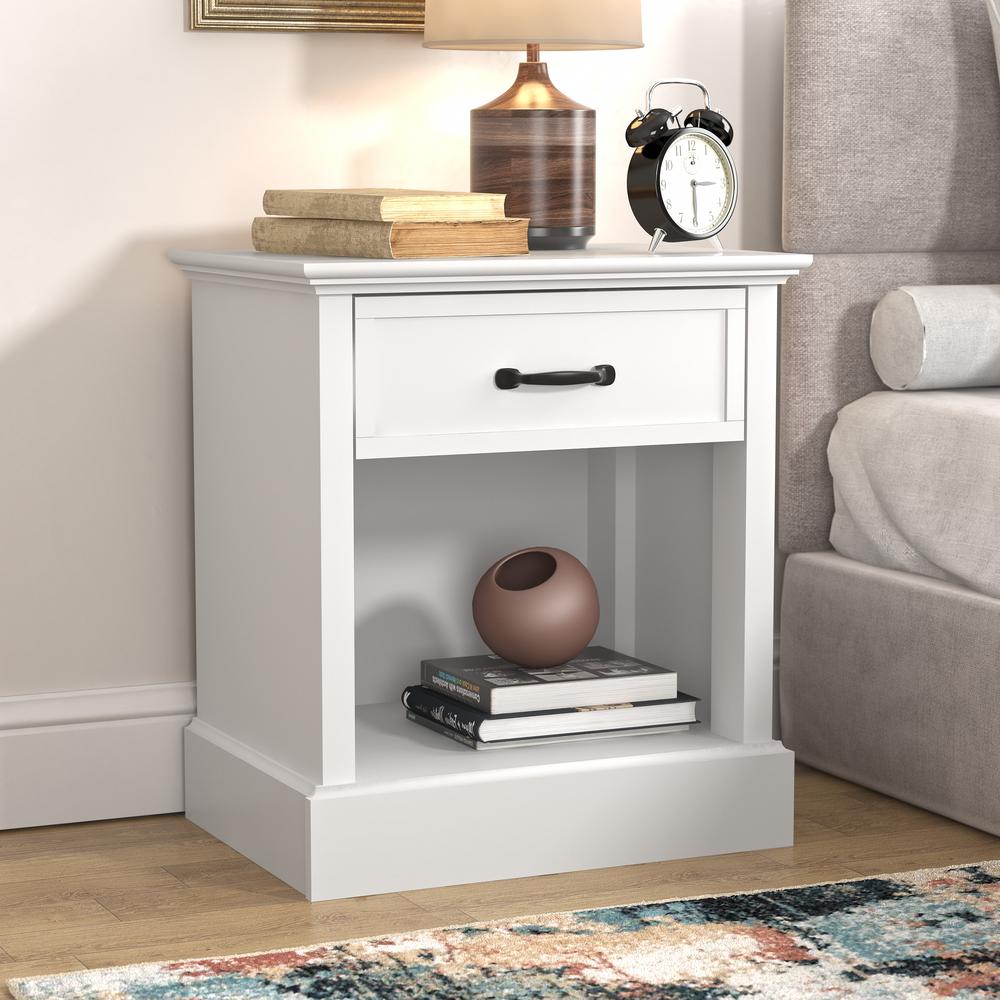 Xylon 1-Drawer White Nightstand (21.7 in. x 24.4 in. x 15.7 in.). Picture 11