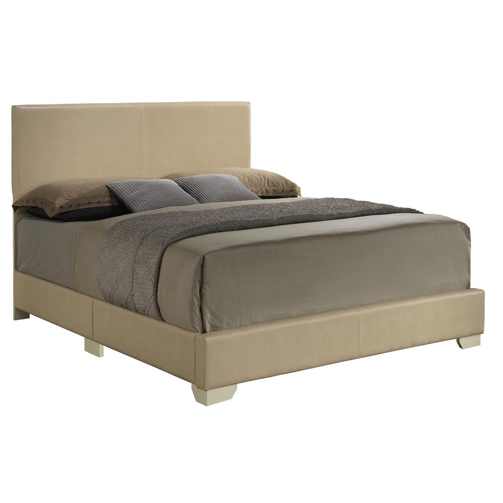Aaron Beige Upholstered King Panel Bed. Picture 2