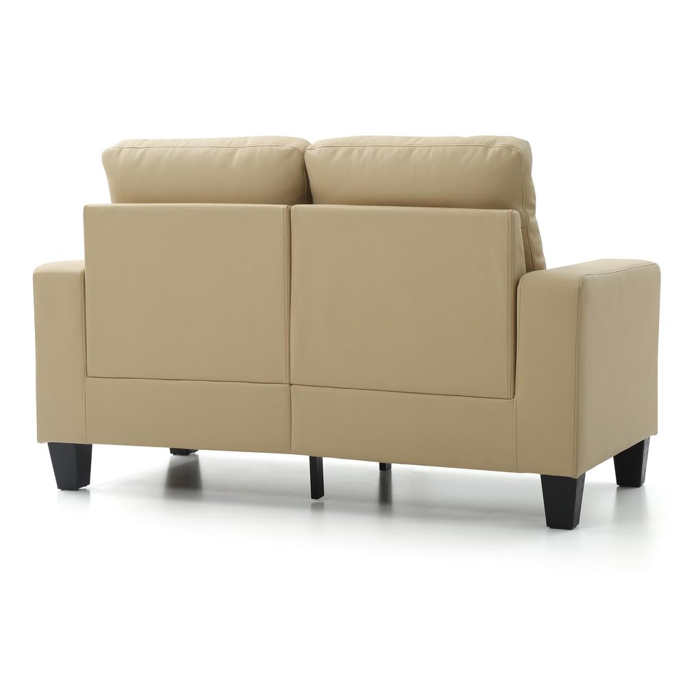 Newbury 58 in. W Flared Arm Faux Leather Straight Sofa in Beige. Picture 4